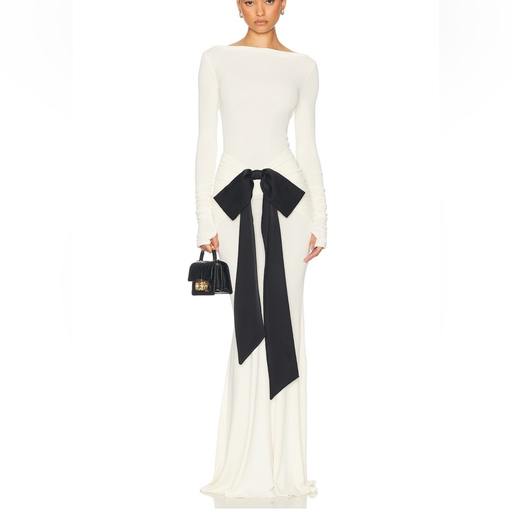 SOLD OUT Helsa Cream Althea Jersey Skirt with Bow